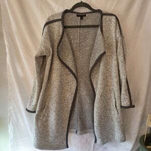 Banana Republic Open-front Cardigan Heather Grey with Black Trim Size Small